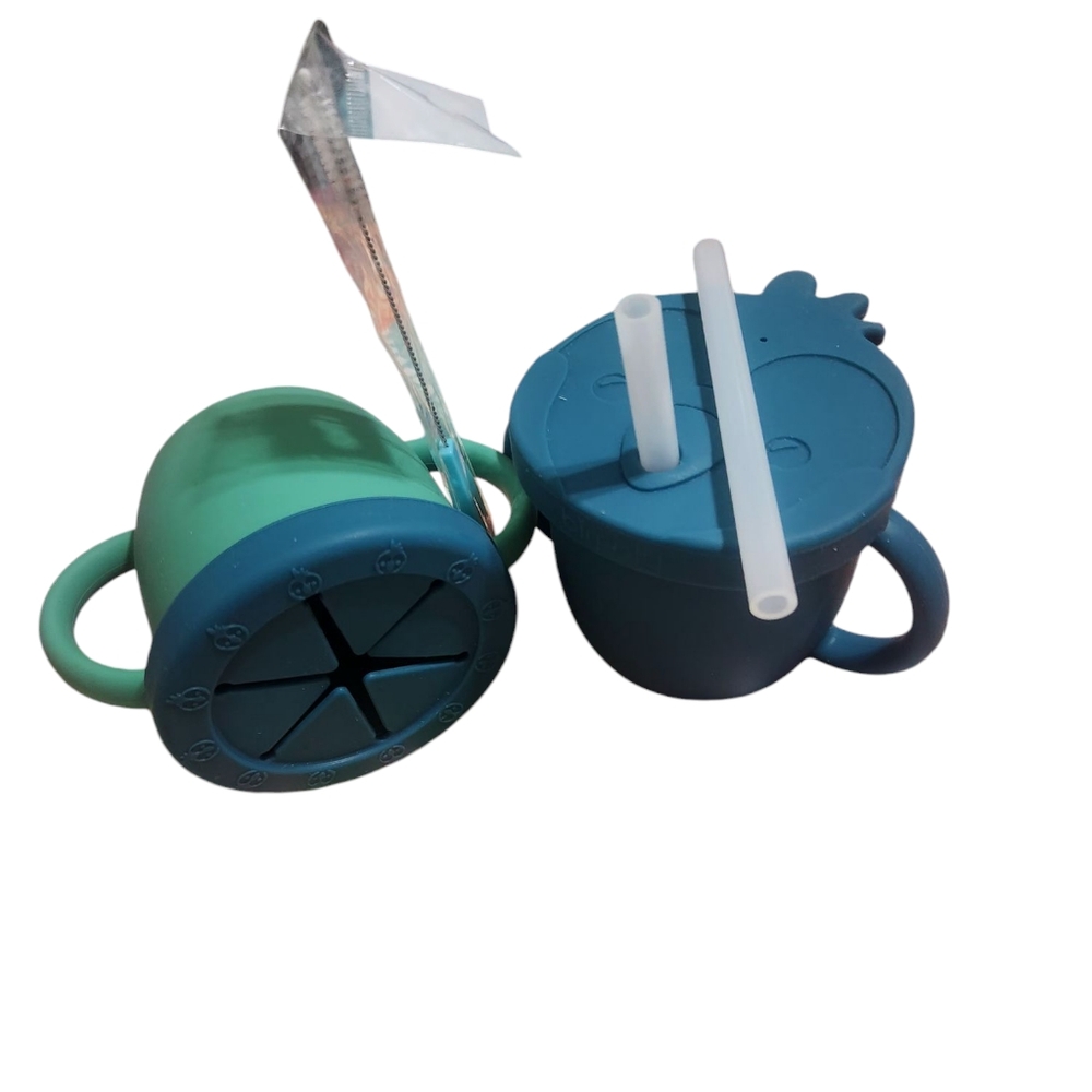 Bimbly Toddler Silicon Sippy Cup & Snack Cup with Lids